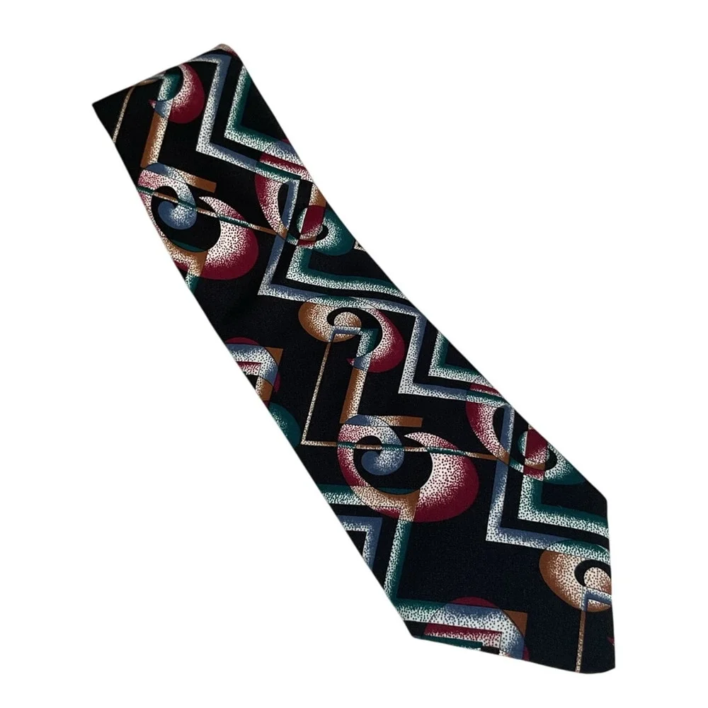 Vintage Tie 90s Surrey Micro Magic Geometric Abstract Pattern Made in USA
